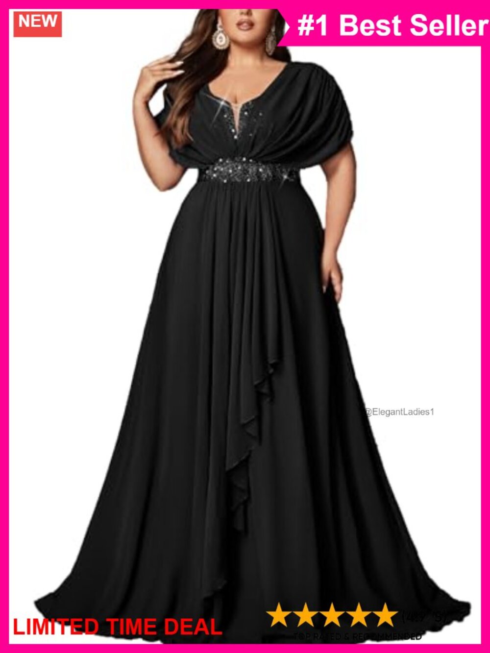 Sequin Plus Size Formal Bridesmaid Gown Sweetheart Chiffon A-Line Dress